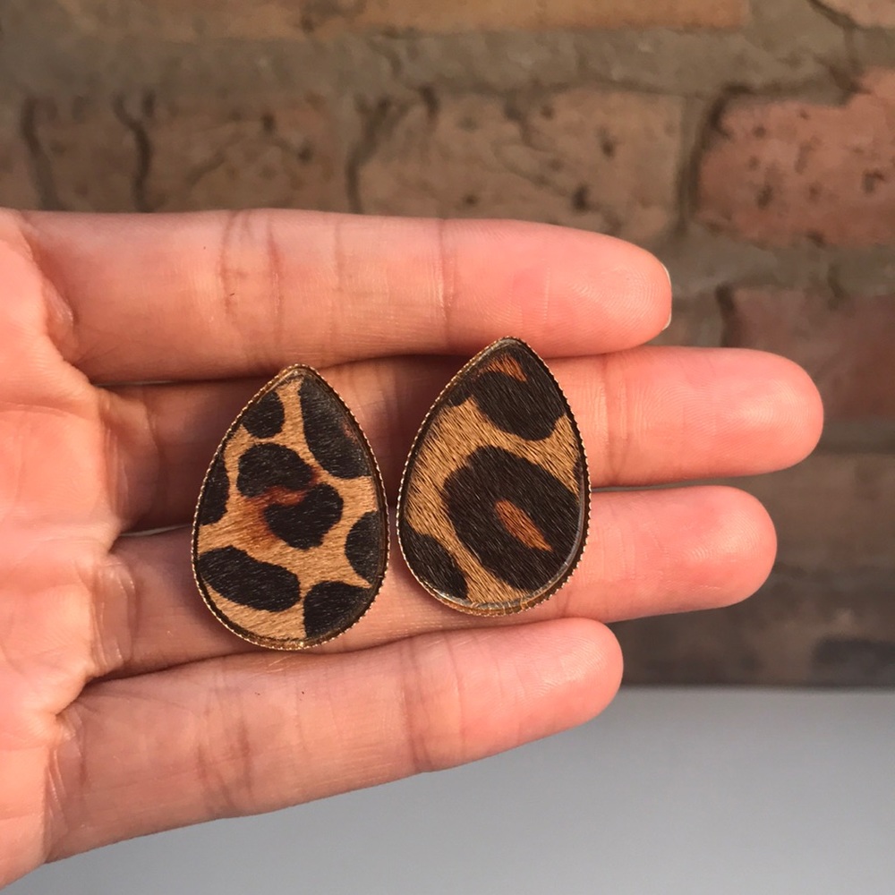 Cheetah print teardrop earrings